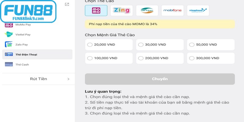 Hướng dẫn quy trình nạp tiền FUN88 nhanh chỉ với vài bước 